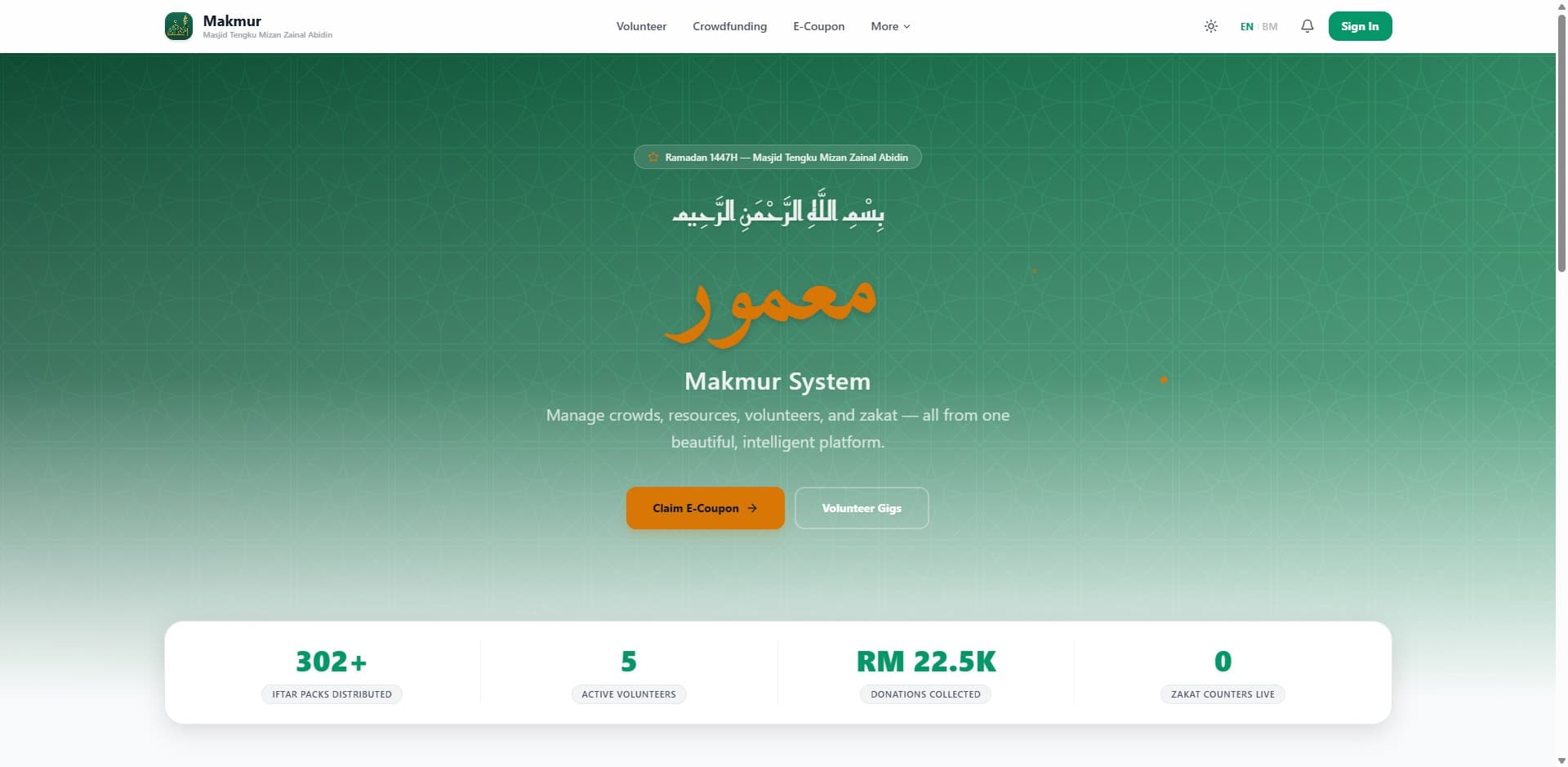 Makmur System — mosque management platform