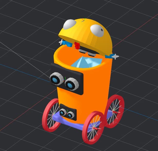 RepoBin 3D model — Blender render showing the full prototype design